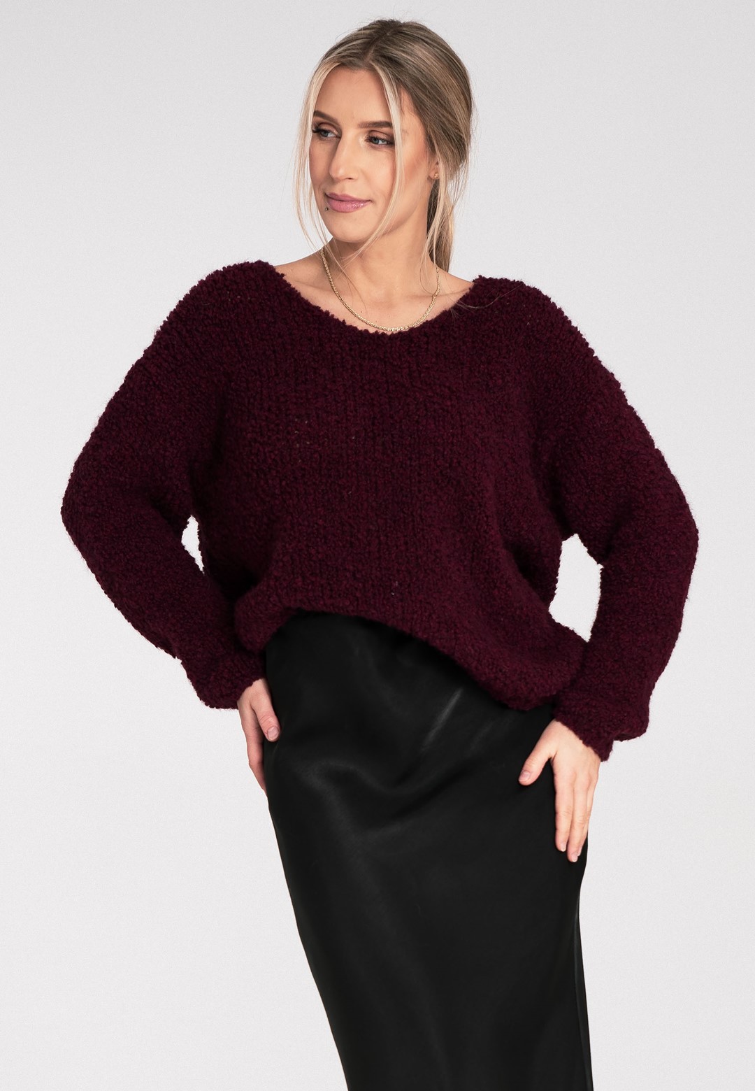 Sweater M1108 Deep Red Oversized