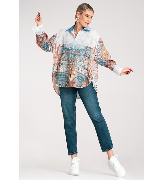 Shirt M1146 Blue Oversized