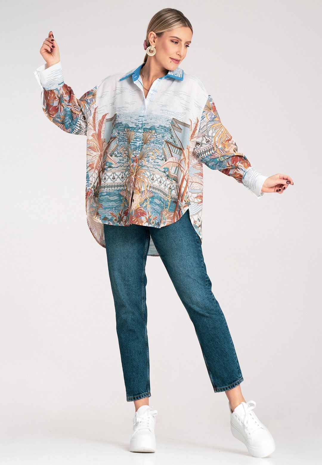 Shirt M1146 Blue Oversized