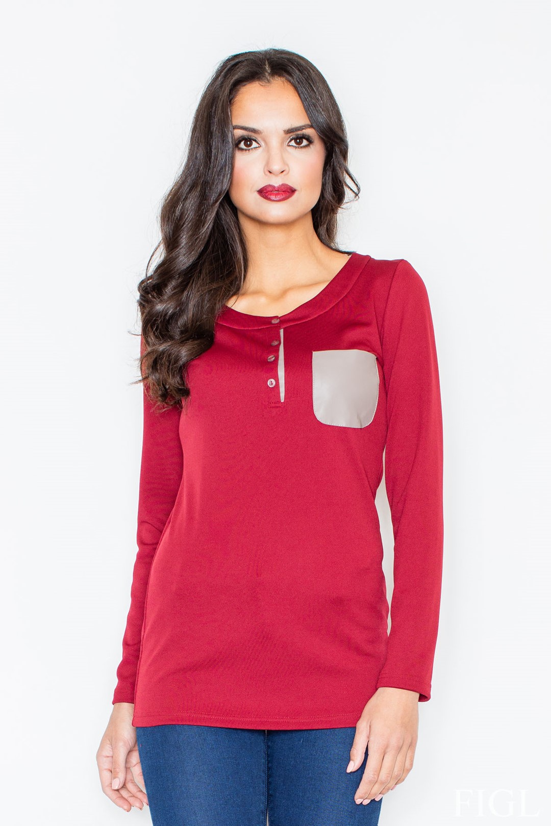 Blouse M156 Deep red XL