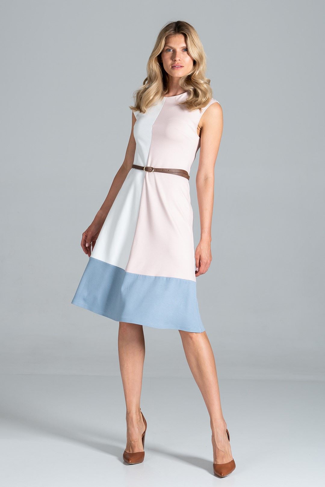 Dress M815 Ecru-Pink-Blue XL