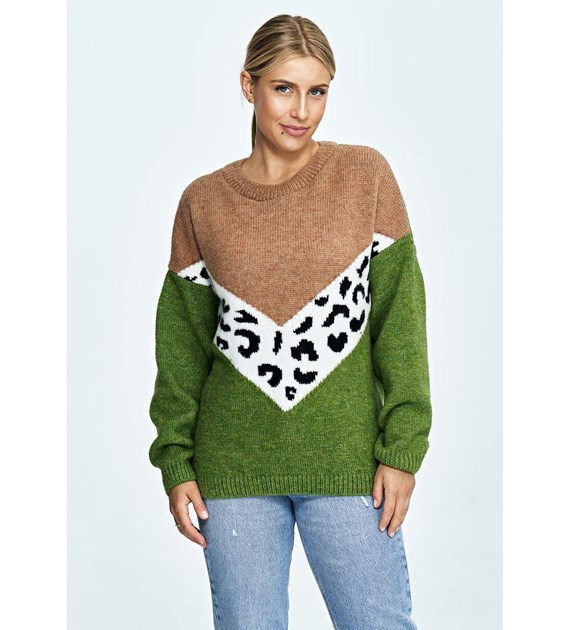 Sweter M905 Zielony-Brąz Uniwersalny