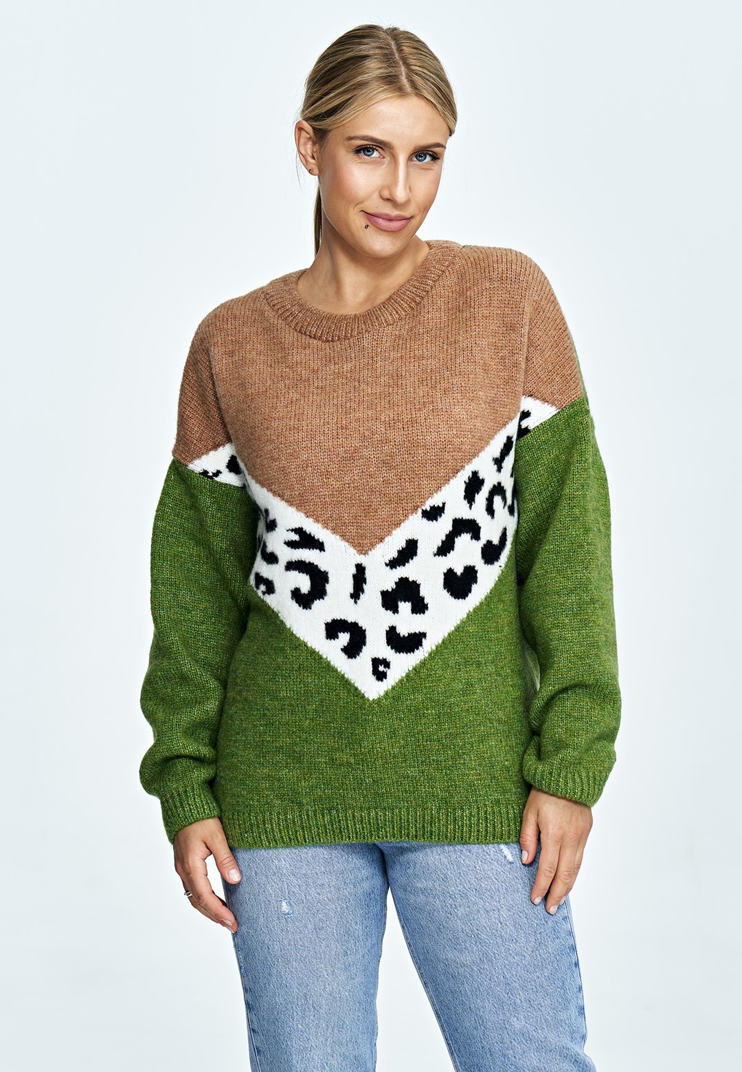 Sweter M905 Zielony-Brąz Uniwersalny