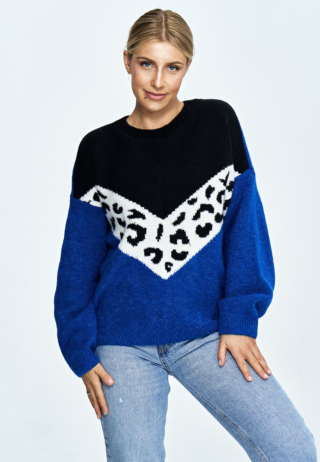 Sweater M905 Sapphire-Black Oversized